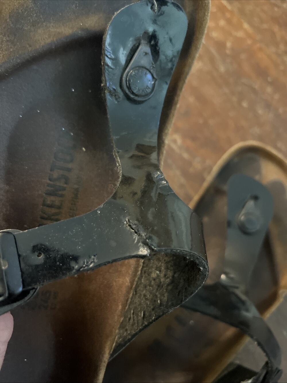 Birkenstock Gizeh Thong Sandals Womens Size 9 / 40 Black Patent Leather Slip On - Picture 4 of 4
